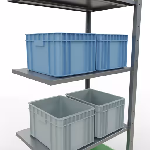 Scaffali aggiuntivi, scaffali, sistema a innesto MULTIplus150, 2000 x 750 x 500 mm (AxLxP), 5 ripiani, barre longitudinali, zincato di Schulte Lagertechnik della categoria Sistemi a innesto