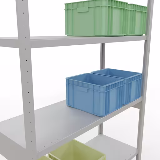 Figure n° 15 de l'article étagère de base, système d'étagères enfichables MULTIplus250, 3000 x 1300 x 500 mm, 7 étagères, RAL 7035 gris clair du groupe de produits système enfichable de Schulte Lagertechnik