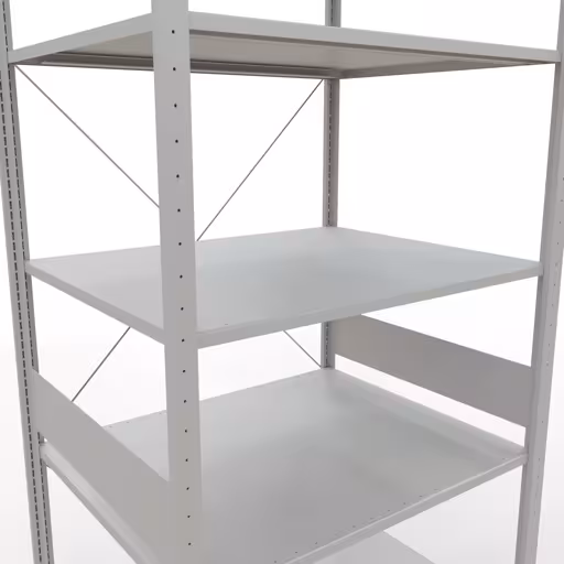 Scaffale base, scaffale, sistema a innesto MULTIplus150, 3000 x 1000 x 800 mm (AxLxP), 7 ripiani, traversa, RAL 7035 grigio chiaro della marca Schulte Lagertechnik della gamma sistemi a innesto