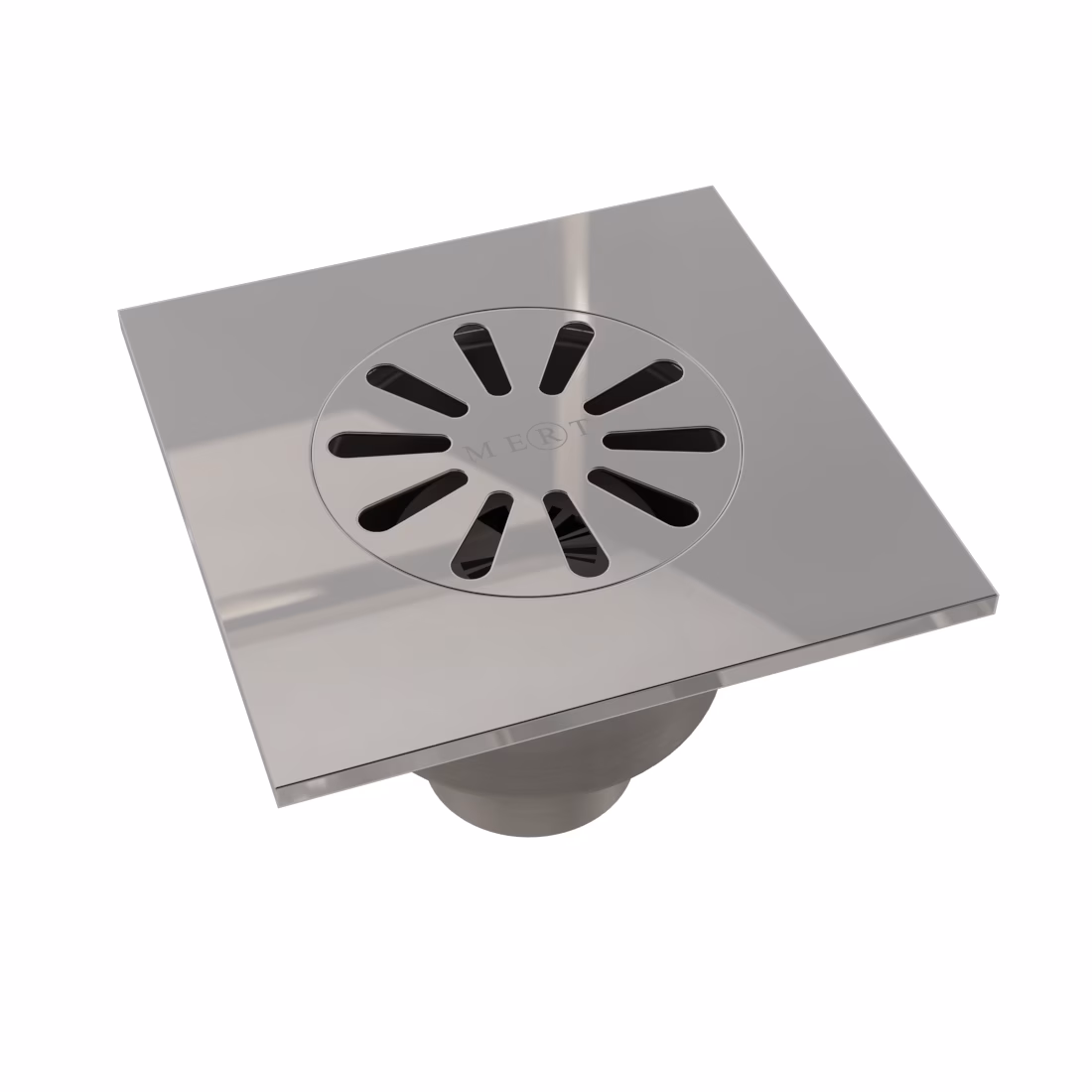 Siphon de sol MERT HK-SERIE complet en acier inoxydable avec grille, 100x100 mm, vertical