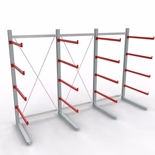 Scaffale completo K 6000, unilaterale, 3000 x 4500 x 1250 mm, RAL 7001 / RAL 3000, 5 livelli di stoccaggio di Schulte Lagertechnik Scaffale completo K 6000, unilaterale, 3000 x 4500 x 1250 mm, RAL 7001 / RAL 3000, 5 livelli di stoccaggio, K6000 per merci pesanti, articolo n. 28708