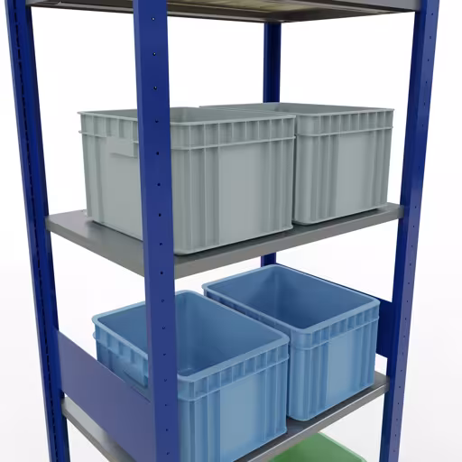 Étagère de base, étagère, système enfichable MULTIplus150, 3000 x 750 x 500 mm, 7 étagères, RAL 5010 bleu gentiane/galvanisé/galvanisé avec la référence réf. 12752-75-LR-B Étagère de base, étagère, système enfichable MULTIplus150, 3000 x 750 x 500 mm, 7 étagères, RAL 5010 bleu gentiane/galvanisé/galvanisé de Schulte Lagertechnik de la catégorie système enfichable