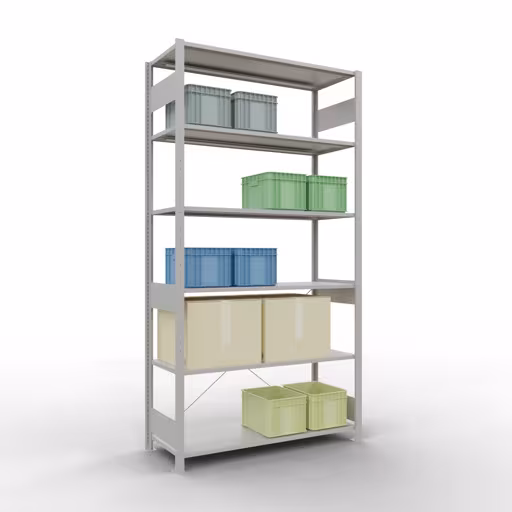 Étagère de base système enfichable 2500x1300x500 mm, type 150 kg, gris clair de Schulte Lagertechnik avec le numéro d'article. 32651-130