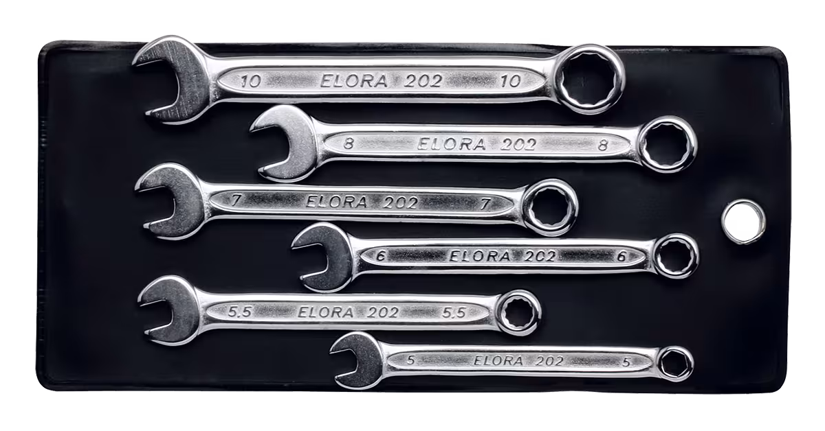 Set di chiavi combinate, extra corte, 8 pezzi 4-10 mm 202S 8M di ELORA Set di chiavi combinate, extra corte, ELORA-202S M della categoria chiavi combinate con articolo n. 0202500801000