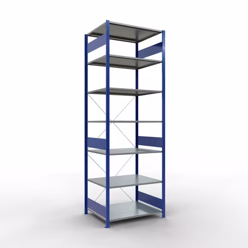 Image du produit n° 14 de l'article étagère de base, étagère, système enfichable MULTIplus150, 3000 x 1000 x 800 mm, 7 étagères, RAL 5010/galvanisé de la gamme de produits du système enfichable de Schulte Lagertechnik
