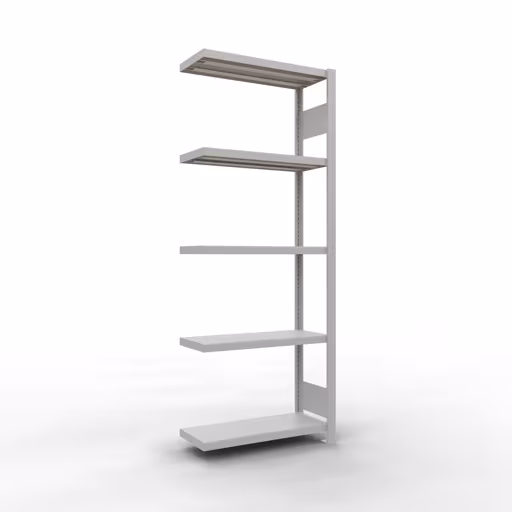 Figure n° 13 de l'article étagère complémentaire, étagère à étagères, système enfichable MULTIplus250, 2000 x 750 x 300 mm, 5 étagères, gris clair RAL 7035 du groupe de produits système enfichable de la marque Schulte Lagertechnik.