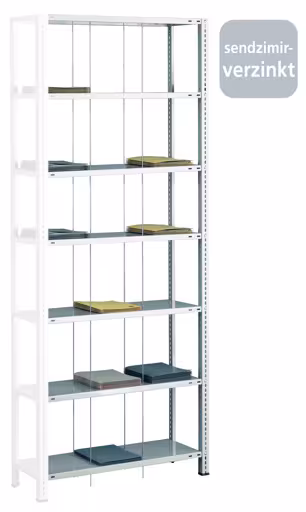 Ripiano aggiuntivo, ripiano con asta filettata BASIC70, 2300 x 900 x 350 mm (AxLxP), 7 ripiani, zincato di Schulte Lagertechnik Ripiano aggiuntivo, ripiano con barra filettata BASIC70, 2300 x 900 x 350 mm (AxLxP), 7 ripiani, zincato, ripiani con barra filettata, articolo n. 10707