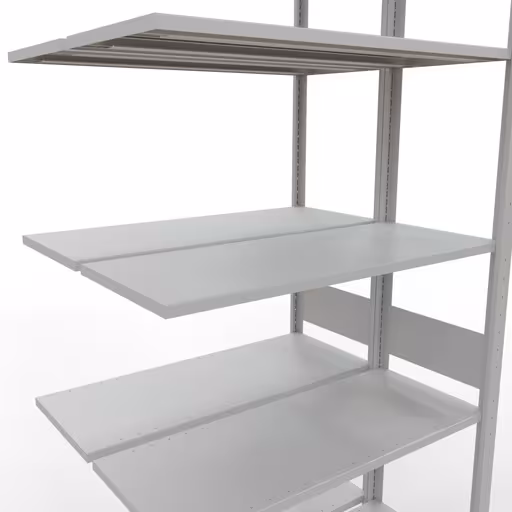 Immagine del prodotto n. 7 dell'articolo scaffale componibile, scaffale doppio, scaffale, sistema a innesto MULTIplus150, 3000 x 1000 x (2x400) mm, 2x7 ripiani, RAL 7035 grigio chiaro dalla gamma di scaffali Scaffali della marca Schulte Lagertechnik
