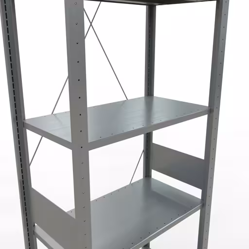 Scaffale base, scaffale, sistema a innesto MULTIplus150, 3000 x 750 x 400 mm (AxLxP), 7 ripiani, traversa, zincato con articolo n. 12742-75 Scaffale base, scaffale, sistema a innesto MULTIplus150, 3000 x 750 x 400 mm (AxLxP), 7 ripiani, traversa, zincato di Schulte Lagertechnik della categoria Sistema a innesto