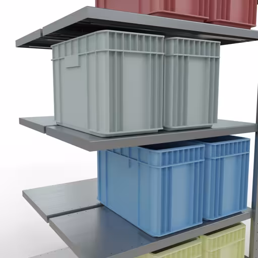 Une autre vue de l'article, étagère double, système d'étagères MULTIplus250, 2000 x 1000 x (2x500) mm, 2x5 étagères, galvanisé de la catégorie étagère