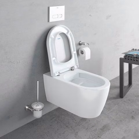 Detailbild 4042979 Set per WC sospeso Duravit ME by Starck, senza bordo, scarico Durafix, bianco, incluso sedile del WC con chiusura ammortizzata