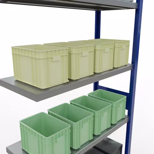 Image du produit n° 15 de l'article Rayonnage complémentaire, rayonnage à étagères, système enfichable MULTIplus330, 3000 x 1000 x 400 mm, 7 étagères, barres longitudinales, RAL 5010 bleu gentiane/galvanisé Figure n° 15 de l'article, système d'étagères enfichables MULTIplus330, 3000 x 1000 x 400 mm, 7 étagères, RAL 5010 bleu gentiane/galvanisé du groupe de produits système enfichable de Schulte Lagertechnik