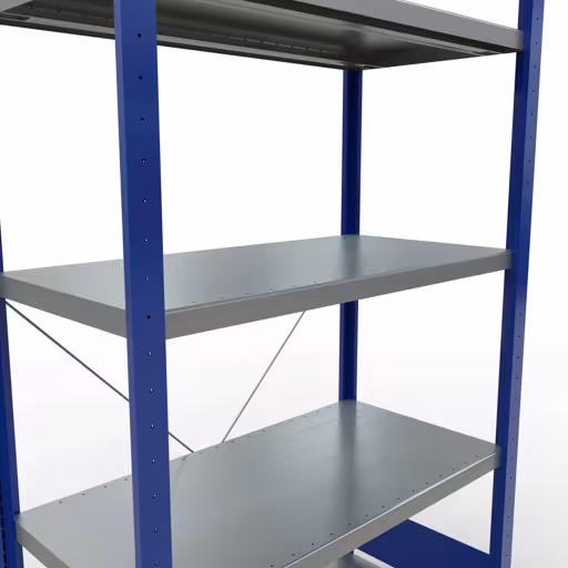 Produktbild Nr 14 des Artikels Grundregal, Fachbodenregal Stecksystem MULTIplus330, 2000 x 1000 x 500 mm (HxBxT), 5 Fachböden, Kreuzstrebe, RAL 5010 enzianblau/verzinkt Abbildung Nr 14 des Artikels Grundregal, Fachbodenregal Stecksystem MULTIplus330, 2000 x 1000 x 500 mm (HxBxT), 5 Fachböden, Kreuzstrebe, RAL 5010 enzianblau/verzinkt aus der Produktgruppe Stecksystem von der Marke Schulte Lagertechnik