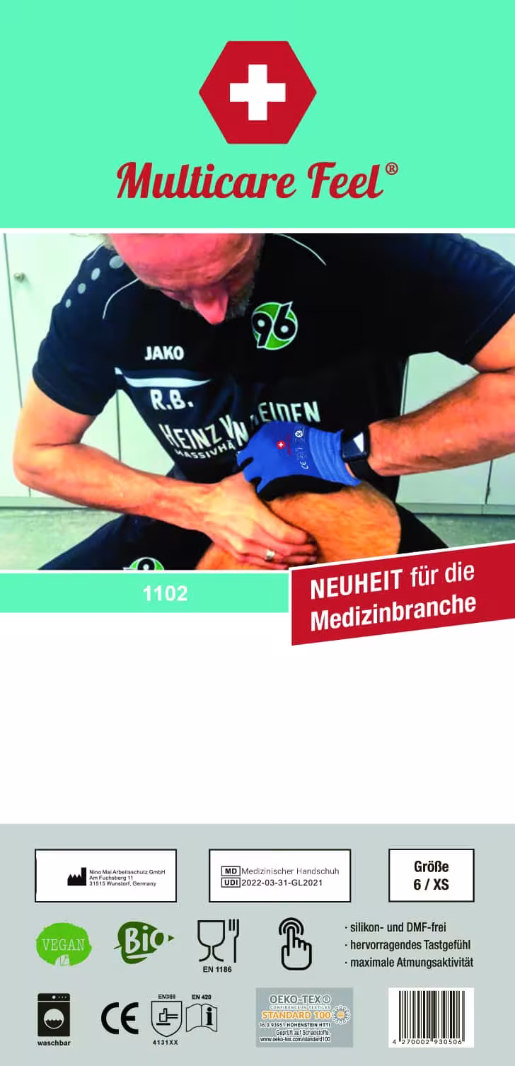 Gant de travail et de montage Multicare Feel Medical taille 9 de la catégorie gants de travail avec le GTIN 426353580134 Gant de travail et de montage médical Multicare Feel de la marque Multicare de la catégorie gants de travail