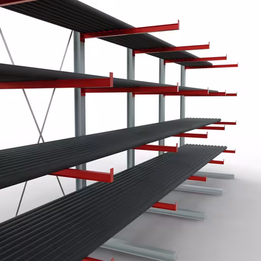 Figura n. 10 dell'articolo Scaffale completo K 6000, unilaterale, 3000 x 7500 x 1250 mm, RAL 7001 / RAL 3000, 5 livelli di stoccaggio del gruppo di prodotti scaffalature cantilever della marca Schulte Lagertechnik