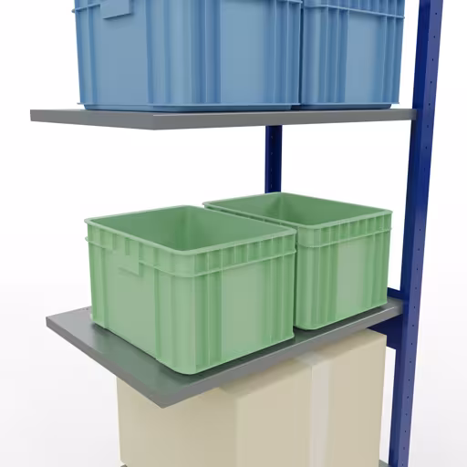 Image du produit n° 14 de l'article étagère supplémentaire, système enfichable MULTIplus150, 2500 x 750 x 500 mm, 6 étagères, RAL 5010 bleu gentiane/galvanisé/galvanisé de la gamme de produits du système enfichable de Schulte Lagertechnik