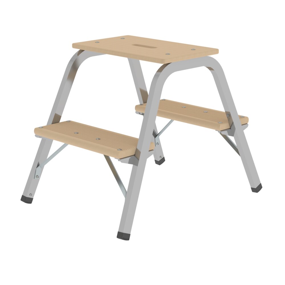 Marche acier-bois Munk 2x2 marches de Günzburger Steigtechnik Tabouret Munk en acier et bois, de la catégorie « Tabourets », référence 039002