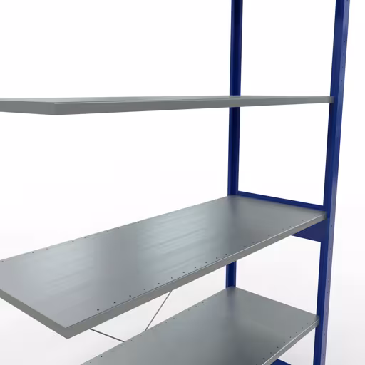 Rayonnage supplémentaire, étagère, système enfichable MULTIplus150, 2500 x 1300 x 500 mm (HxLxP), 6 étagères, traverse, RAL 5010 bleu gentiane/galvanisé avec la référence réf. 12756-130-B Rayonnage supplémentaire, étagère, système enfichable MULTIplus150, 2500 x 1300 x 500 mm, 6 étagères, RAL 5010 bleu gentiane/galvanisé de Schulte Lagertechnik de la catégorie système enfichable