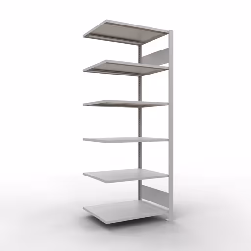 Figure n° 15 de l'article étagère complémentaire, étagère de bureau, système enfichable MULTIplus150, 2000 x 750 x 600 mm, 6 étagères, sans butée centrale, gris clair du groupe de produits étagères de bureau de la marque Schulte Lagertechnik