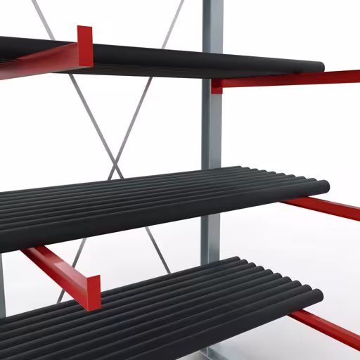 K 6000 Komplettregal, einseitig, 3000 x 1500 x 1250 mm, RAL 7001 / RAL 3000, 5 Lagerebenen aus der Kategorie K6000 für schwere Güter mit der GTIN 4058255011117 K 6000 Komplettregal, einseitig, 3000 x 1500 x 1250 mm, RAL 7001 / RAL 3000, 5 Lagerebenen von der Marke Schulte Lagertechnik aus der Produktreihe Kragarmregale