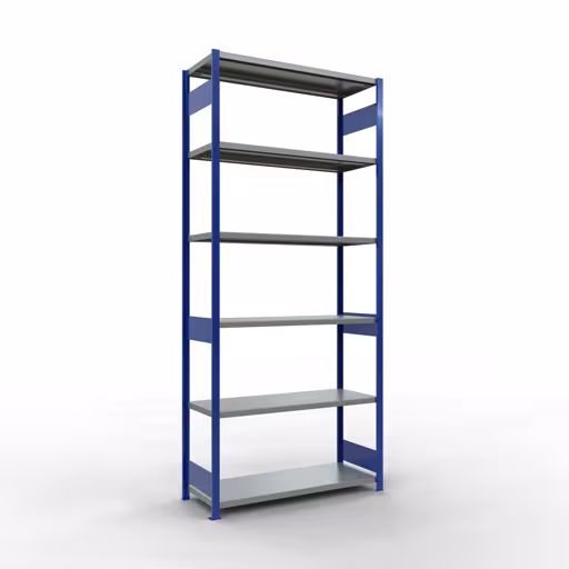 Figure n° 13 de l'article étagère de base, étagère, système enfichable MULTIplus250, 3000 x 1300 x 500 mm, 7 étagères, RAL 5010 bleu gentiane/galvanisé du groupe de produits système enfichable de Schulte Lagertechnik