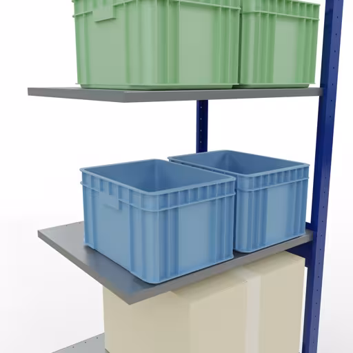 Rayonnage supplémentaire, étagère, système enfichable MULTIplus150, 2500 x 750 x 600 mm, 6 étagères, RAL 5010 bleu gentiane/galvanisé/galvanisé de Schulte Lagertechnik de la catégorie système enfichable