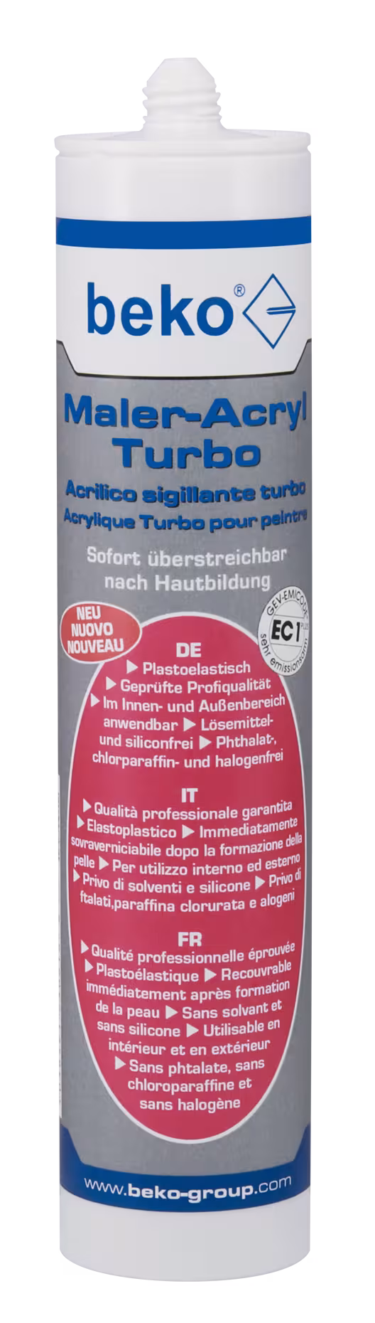 Maler-Acryl Turbo 310 ml weiß DE/IT/FR von Beko Maler-Acryl Turbo 310 ml weiß DE/IT/FR aus der Kategorie Acryl mit der Artikelnr. 230 300 010