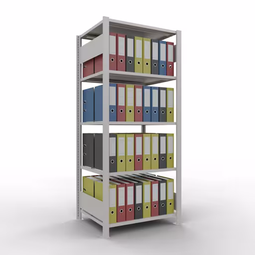 Produktbild Nr 14 des Artikels Grundregal, Büro-Fachbodenregal Stecksystem MULTIplus150, 1800 x 750 x 600 mm (HxBxT), 5 Fachböden, Längenriegel, mit Mittelanschlag, lichtgrau Abbildung Nr 14 des Artikels Grundregal, Büro-Fachbodenregal Stecksystem MULTIplus150, 1800 x 750 x 600 mm (HxBxT), 5 Fachböden, Längenriegel, mit Mittelanschlag, lichtgrau aus der Produktgruppe Büroregale von der Marke Schulte Lagertechnik