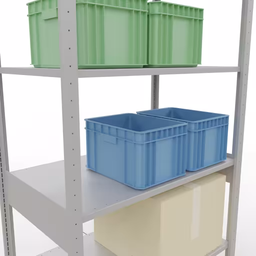 Étagère de base, étagère, système enfichable MULTIplus150, 2500 x 1000 x 600 mm, 6 étagères, traverse, gris clair RAL 7035 de la catégorie d'étagères de base avec le GTIN 4004514203755 Étagère de base, étagère, système enfichable MULTIplus150, 2500 x 1000 x 600 mm, 6 étagères, gris clair RAL 7035 de Schulte Lagertechnik de la gamme de produits du système enfichable