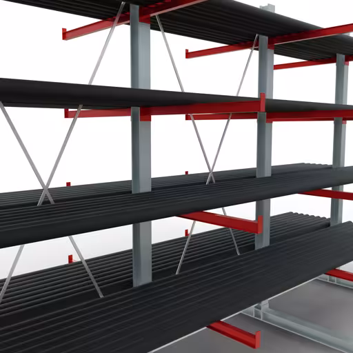 Immagine aggiuntiva dell'articolo Scaffale completo K 6000, bifacciale, 3000 x 4500 x 2x 1000 mm, RAL 7001 / RAL 3000, 5 livelli di stoccaggio in K6000 per merci pesanti