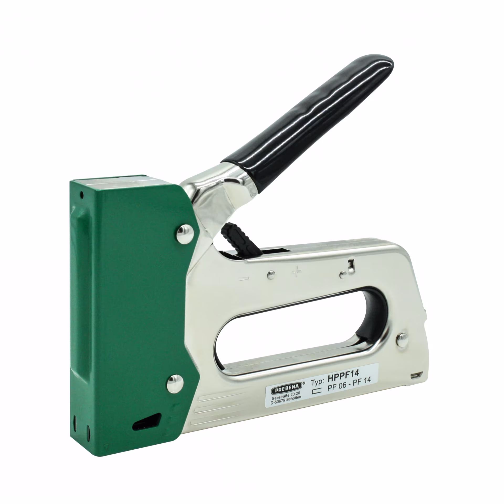 Handheftpistole für Heftklammern von 6 -14mm HPPF14 aus der Kategorie Tackern, Nageln, Heften mit der GTIN 4016429000510 Handheftpistole für Heftklammern von 6 -14mm HPPF14 von der Marke Prebena aus der Produktreihe Handwerkzeuge