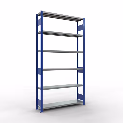 Étagère de base, étagère, système enfichable MULTIplus250, 2500 x 1300 x 300 mm, 6 étagères, RAL 5010 bleu gentiane/galvanisé de Schulte Lagertechnik de la gamme de produits du système enfichable