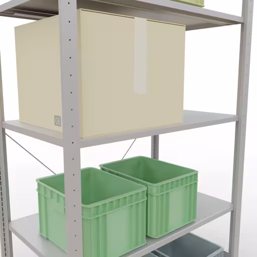 Immagine del prodotto n. 15 dell'articolo ripiano base, ripiano, sistema a innesto MULTIplus85, 2000 x 1000 x 600 mm (AxLxP), 5 ripiani, traversa, RAL 7035 grigio chiaro Figura n. 15 dell'articolo scaffale base, scaffale, sistema a innesto MULTIplus85, 2000 x 1000 x 600 mm (AxLxP), 5 ripiani, traversa, RAL 7035 grigio chiaro del gruppo di prodotti sistema a innesto della marca Schulte Lagertechnik