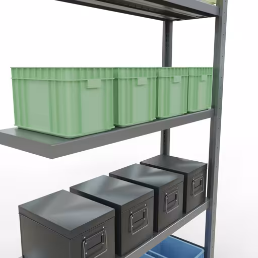Scaffali aggiuntivi, scaffali, sistema a innesto MULTIplus250, 2000 x 1000 x 300 mm (AxLxP), 5 ripiani, barre longitudinali, zincato della marca Schulte Lagertechnik dalla gamma di prodotti dei sistemi a innesto