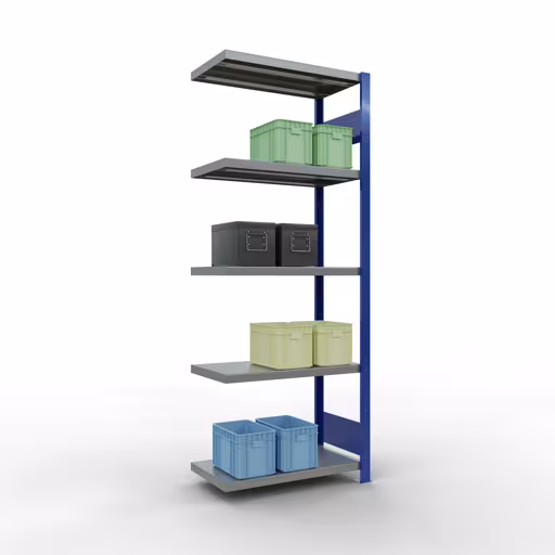 Image du produit n° 12 de l'article Rayonnage complémentaire, rayonnage à étagères, système enfichable MULTIplus250, 2000 x 750 x 400 mm, 5 étagères, barres longitudinales, RAL 5010 bleu gentiane/galvanisé/galvanisé Figure n° 12 de l'article Système d'étagères enfichables MULTIplus250, 2000 x 750 x 400 mm, 5 étagères, RAL 5010 bleu gentiane/galvanisé/galvanisé du groupe de produits système enfichable de Schulte Lagertechnik