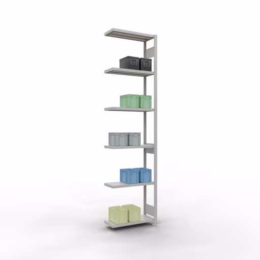 Rayonnage complémentaire, étagère, système enfichable MULTIplus250, 3000 x 750 x 300 mm (HxLxP), 7 étagères, barres de longueur, RAL 7035 gris clair de la catégorie des étagères complémentaires avec le GTIN 4004514294449 Étagère complémentaire, étagère, système enfichable MULTIplus250, 3000 x 750 x 300 mm, 7 étagères, RAL 7035 gris clair de la marque Schulte Lagertechnik de la gamme de produits du système enfichable