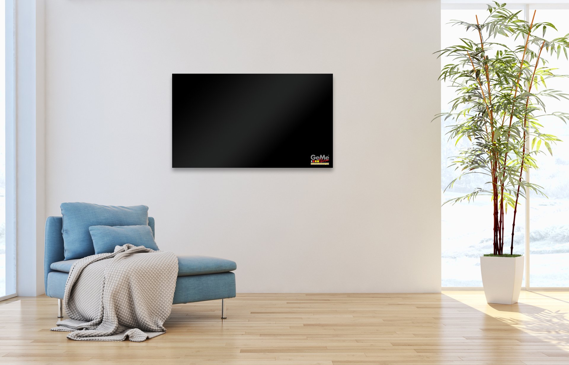 Zusatzbild 2937762 Chauffage infrarouge verre noir 300 watts, 0620x420x25 mm