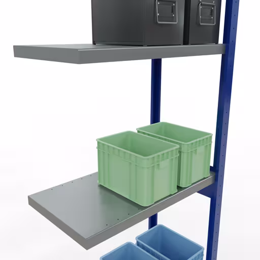 Figure n° 14 de l'article, Étagère MULTIplus250 système enfichable, 3000 x 750 x 400 mm, 7 étagères, RAL 5010 bleu gentiane/galvanisé/galvanisé du groupe de produits système enfichable de Schulte Lagertechnik