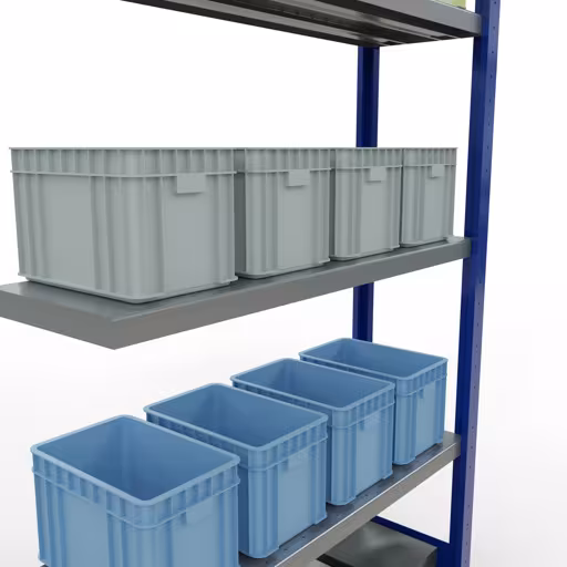 Image du produit n° 13 de l'article Rayonnage complémentaire, rayonnage à étagères, système enfichable MULTIplus330, 2000 x 1000 x 300 mm, 5 étagères, barres de longueur, RAL 5010 bleu gentiane/galvanisé Figure n° 13 de l'article, Système d'étagères enfichables MULTIplus330, 2000 x 1000 x 300 mm, 5 étagères, RAL 5010 bleu gentiane/galvanisé du groupe de produits Système enfichable de Schulte Lagertechnik.