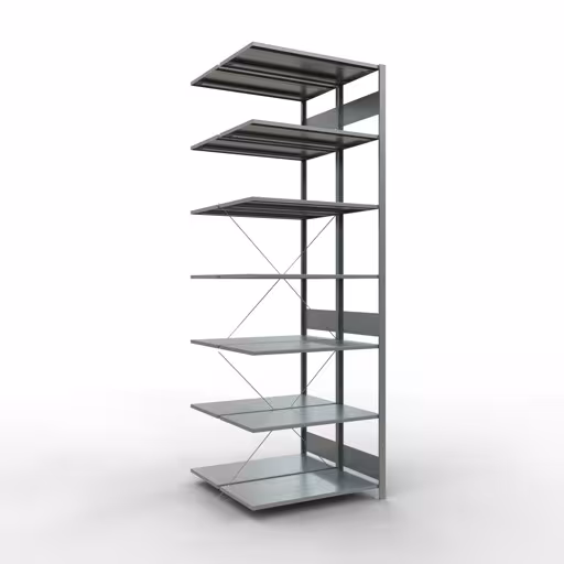 Figura n. 13 dell'articolo scaffale aggiuntivo, scaffale doppio, sistema a innesto per scaffali MULTIplus150, 3000 x 1000 x (2x1000) mm (AxLxP), ripiani 2x7, traversa, zincato del gruppo di prodotti scaffali della marca Schulte Lagertechnik