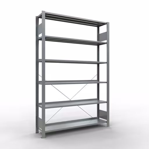 Figure n° 13 de l'article étagère de base, étagère de bureau, système enfichable MULTIplus85, 2000 x 1300 x 300 mm, 6 étagères, galvanisées, avec barre d'arrêt du groupe de produits étagères de bureau de la marque Schulte Lagertechnik