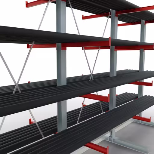 Figura n. 10 dell'articolo Scaffale completo K 6000, bilaterale, 3000 x 6000 x 2x 750 mm, RAL 7001 / RAL 3000, 5 livelli di stoccaggio del gruppo di prodotti scaffalature cantilever della marca Schulte Lagertechnik