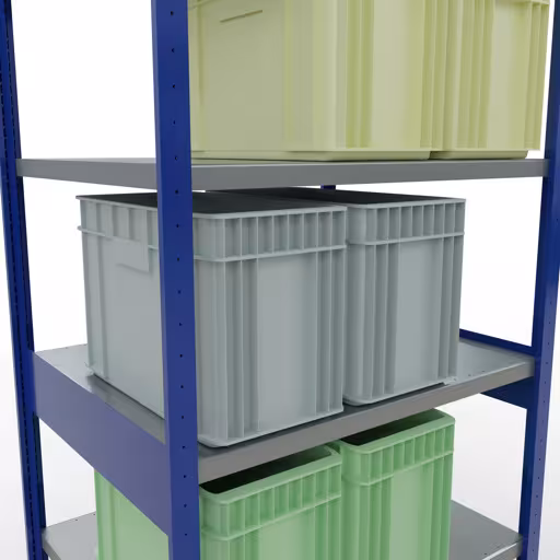 Immagine del prodotto n. 13 dell'articolo scaffale base, scaffale, sistema a innesto MULTIplus250, 2500 x 1000 x 800 mm, 6 ripiani, RAL 5010 blu genziana/zincato dalla gamma di prodotti del sistema a innesto della marca Schulte Lagertechnik