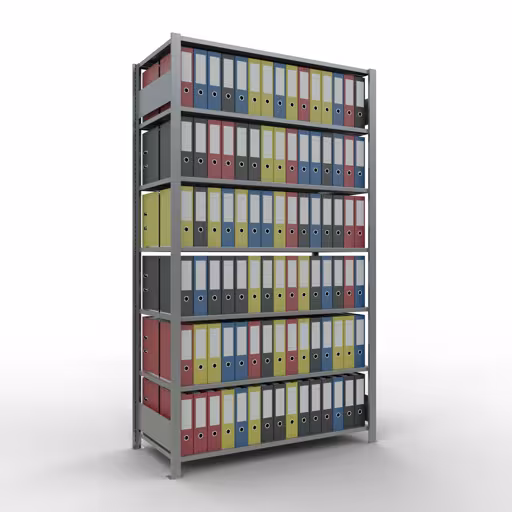 Figure n° 7 de l'article étagère de base, étagère de bureau, système enfichable MULTIplus150, 2300 x 1300 x 600 mm, 7 étagères, galvanisées, de la gamme d'étagères de bureau de Schulte Lagertechnik