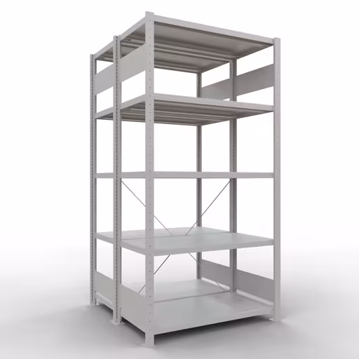 Image du produit n° 12 de l'article étagère de base, étagère, système enfichable MULTIplus250, 2000 x 1000 x (2x500) mm, 2x5 étagères, RAL 7035 gris clair de la gamme d'étagères pour étagères de la marque Schulte Lagertechnik