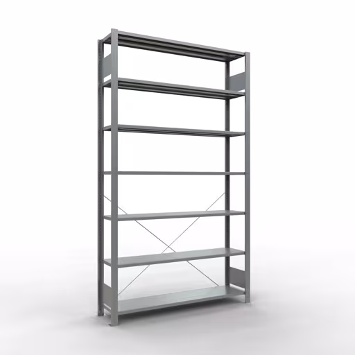 Scaffale base, scaffale per ufficio, sistema a innesto MULTIplus85, 2300 x 1300 x 300 mm (AxLxP), 7 ripiani, traversa, zincato, senza barra di arresto di Schulte Lagertechnik Scaffale base, scaffale per ufficio, sistema a innesto MULTIplus85, 2300 x 1300 x 300 mm (AxLxP), 7 ripiani, traversa, zincato, senza barra di arresto, sistema a innesto, articolo n. 17732