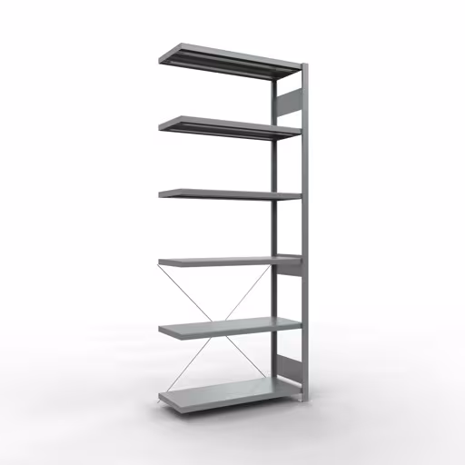 Scaffale aggiuntivo, scaffale, sistema a innesto MULTIplus250, 2500 x 1000 x 400 mm (AxLxP), 6 ripiani, traversa, zincato, ripiano aggiuntivo, articolo n. 12946