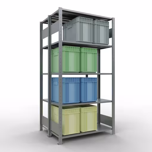 Figure n° 15 de l'article étagère de base, étagère double, système d'étagères enfichables MULTIplus150, 2000 x 1000 x (2x400) mm, 2x5 étagères, galvanisées du groupe de produits étagères de la marque Schulte Lagertechnik