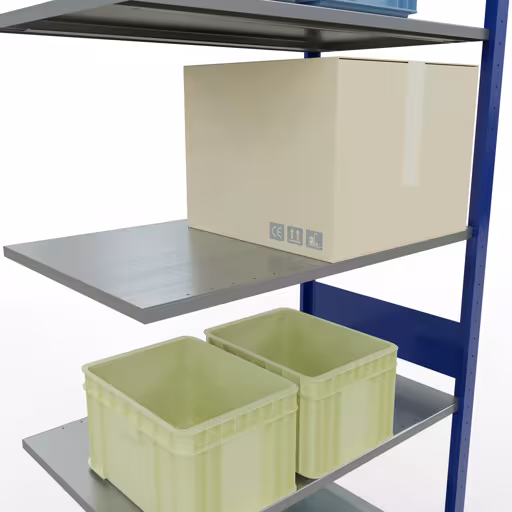 Immagine del prodotto n. 14 dell'articolo scaffale aggiuntivo, scaffale, sistema a innesto MULTIplus150, 3000 x 1000 x 600 mm, 7 ripiani, RAL 5010 blu genziana/zincato dalla gamma di prodotti del sistema a innesto della marca Schulte Lagertechnik