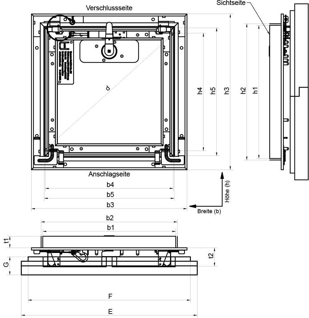 AluStar 30 versione con serratura quadra dimensioni: 400x400 mm con GTIN 4005046202629 Coperta AluStar Airproof 30 400x400 25mm con quadrato di Upmann con articolo n. 20262